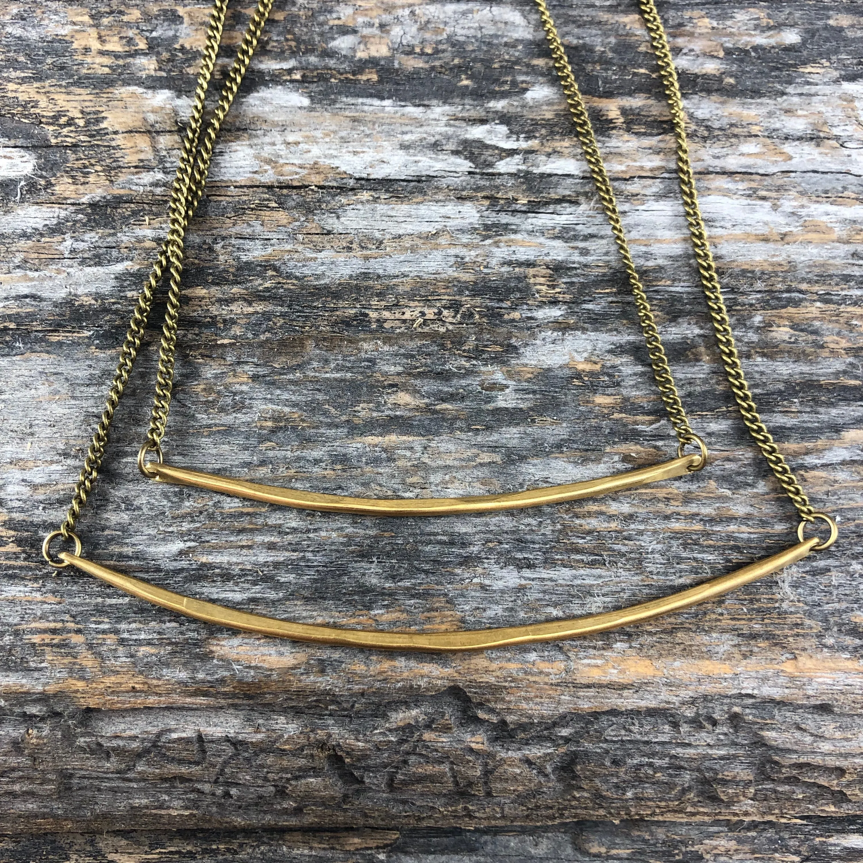 Sheppards Hook - Brass Bar Necklace - Narrow #01 sold by Anne Mulaire