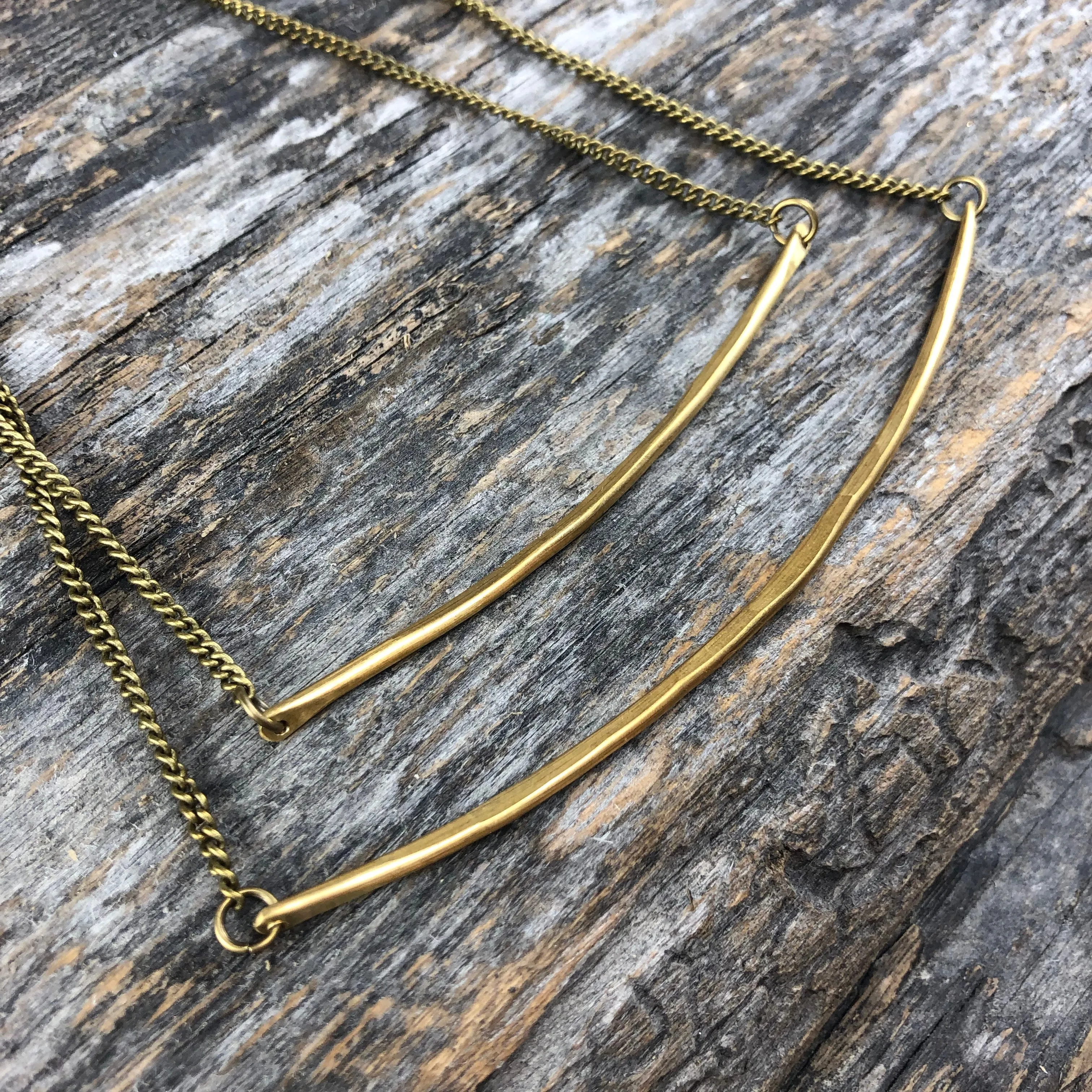 Sheppards Hook - Brass Bar Necklace - Narrow #01 sold by Anne Mulaire product image thumbnail 2