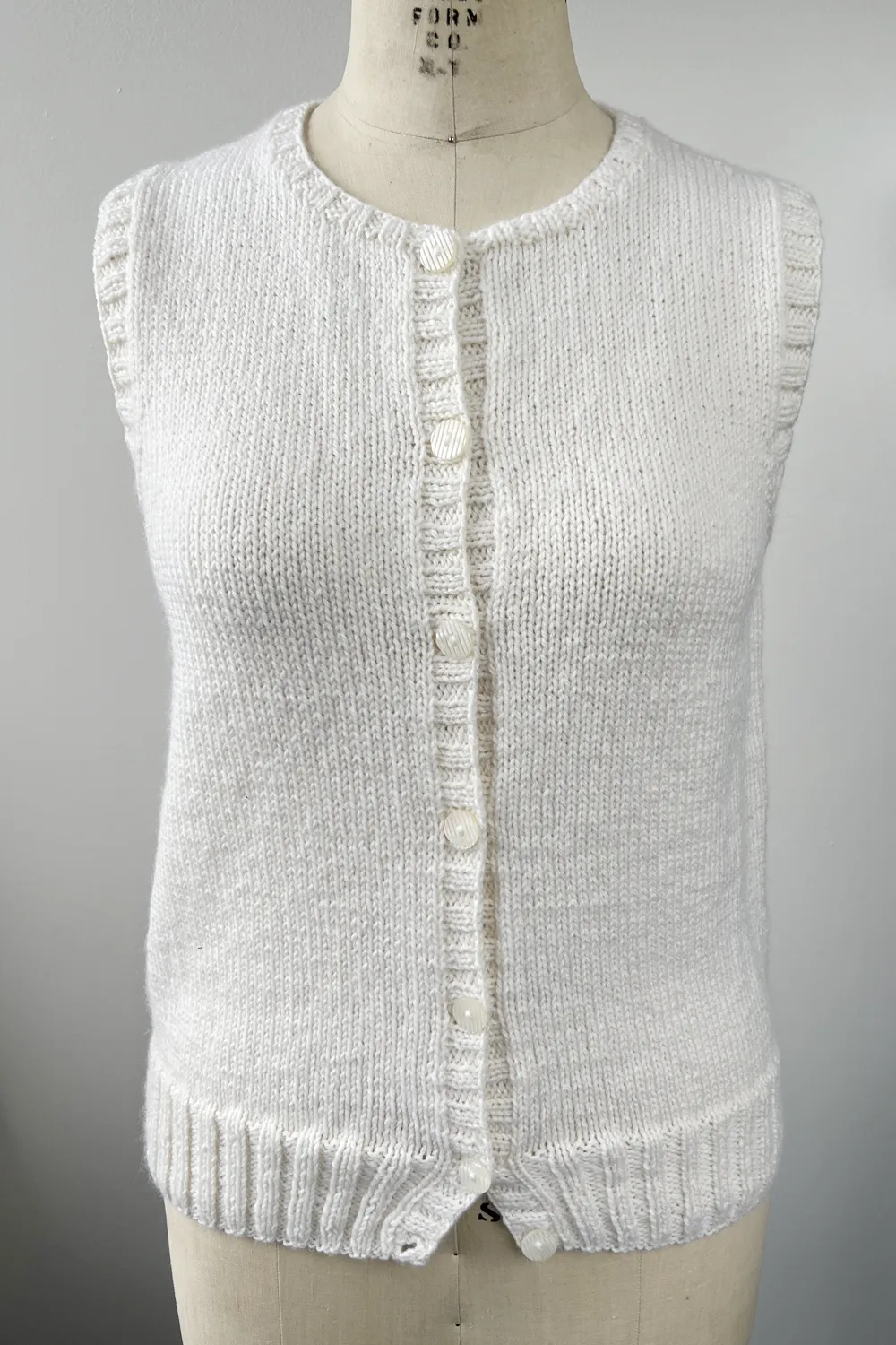KNITS - Handknit Sweater Vest w/buttons - Winter White M sold by Anne Mulaire product image thumbnail 2