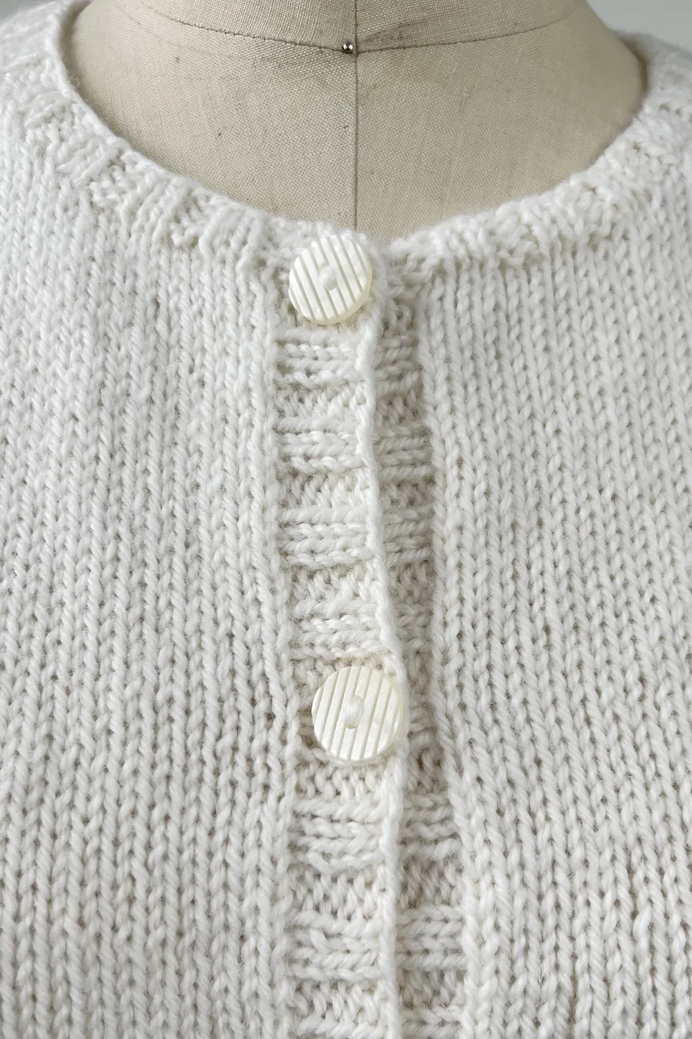 KNITS - Handknit Sweater Vest w/buttons - Winter White M sold by Anne Mulaire product image thumbnail 3