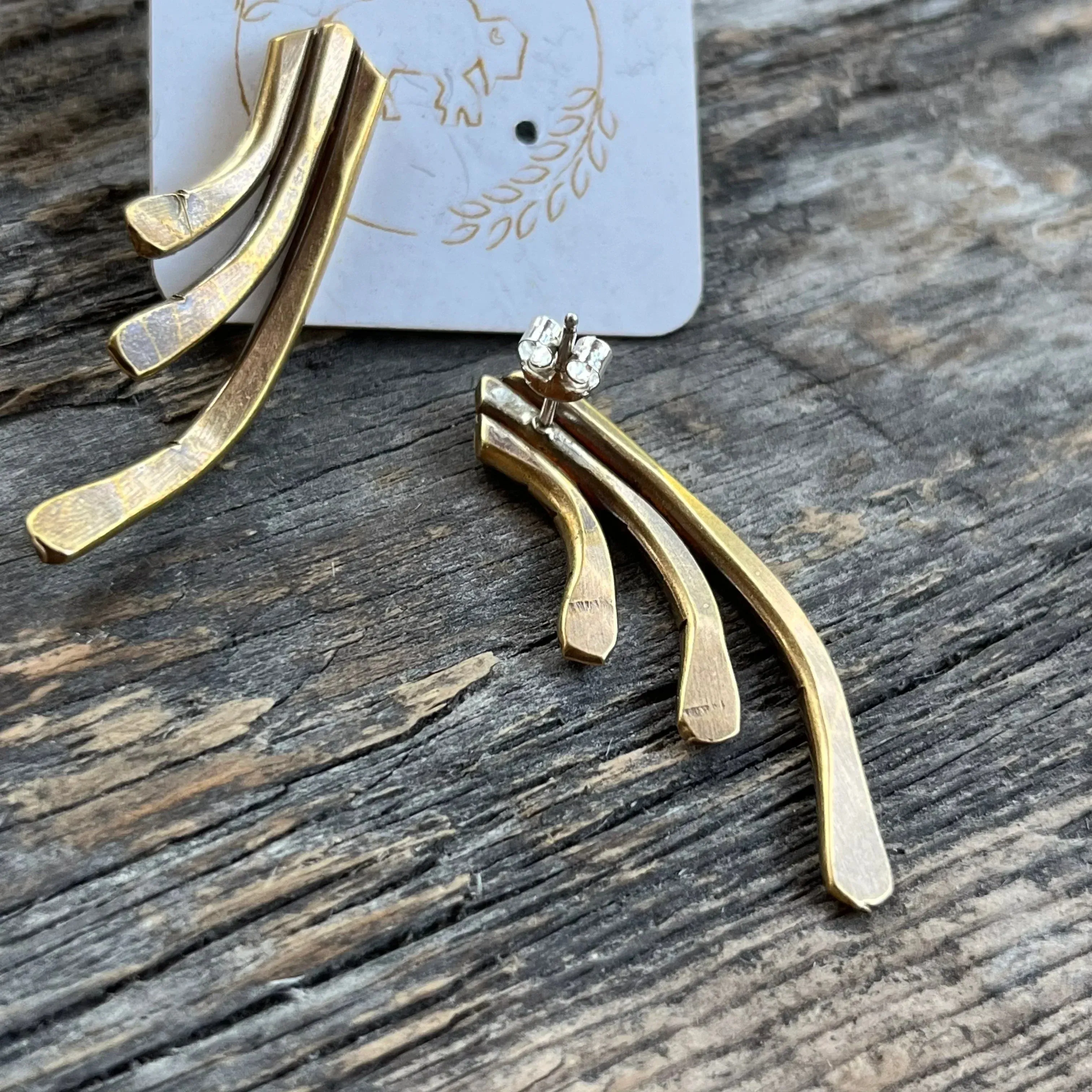 Sheppards Hook - Brass Staghorn Earrings-Medium #122 sold by Anne Mulaire product image thumbnail 3