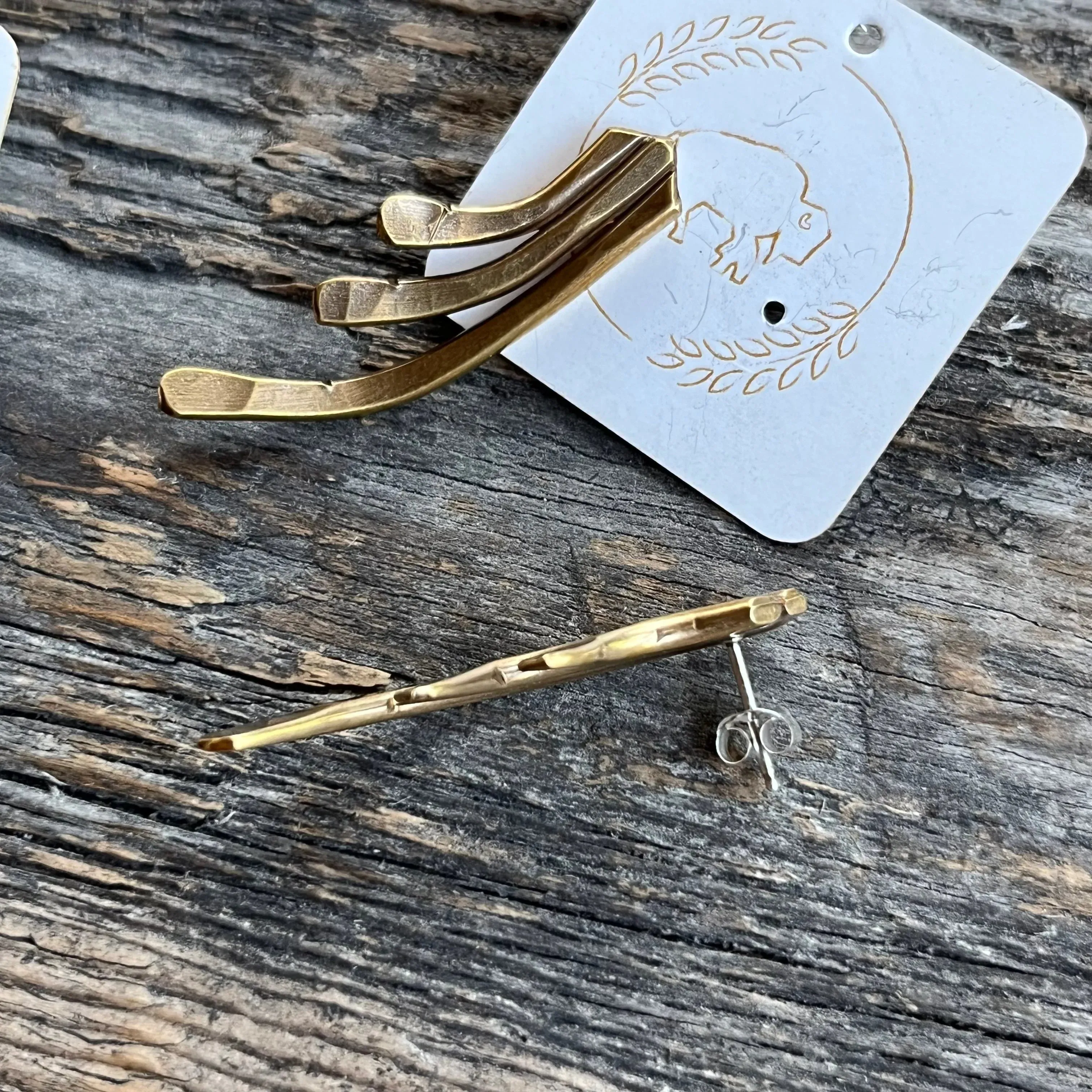 Sheppards Hook - Brass Staghorn Earrings- #123 sold by Anne Mulaire product image thumbnail 4