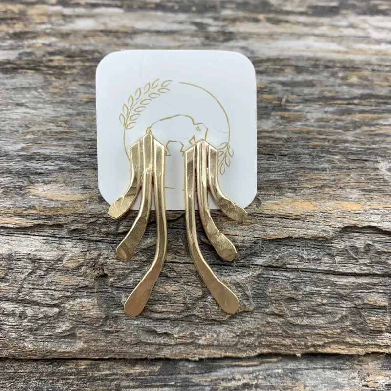 Sheppards Hook - Brass Staghorn Earrings- Medium #121 sold by Anne Mulaire