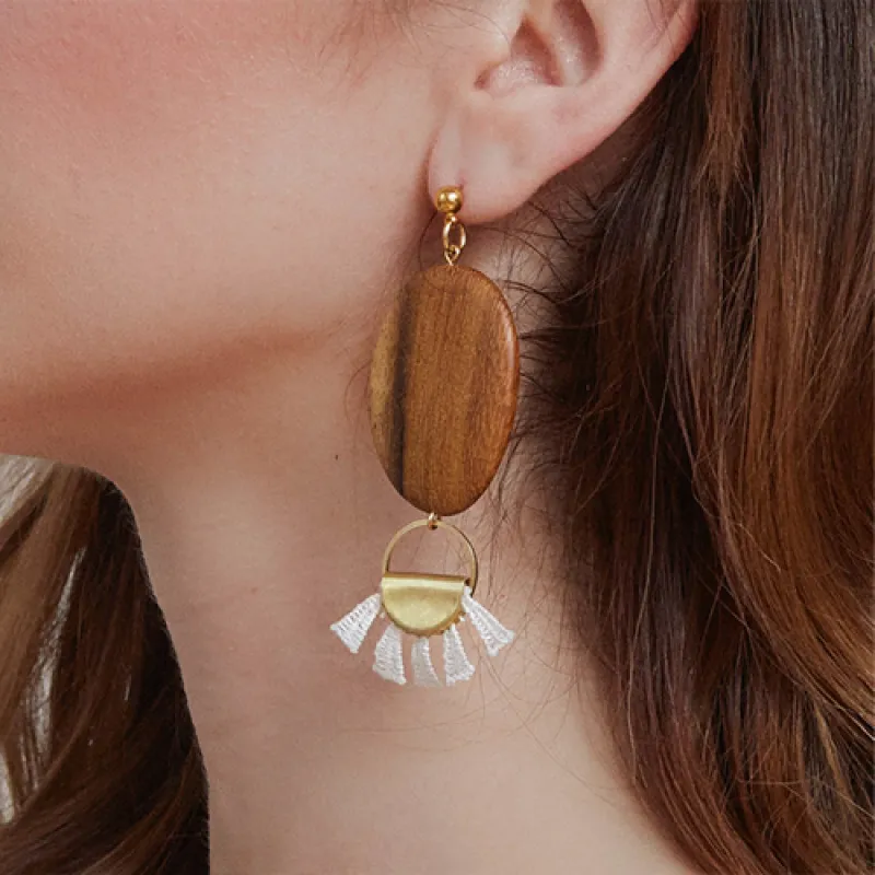 This Ilk - Impala Earrings- wood sold by Anne Mulaire