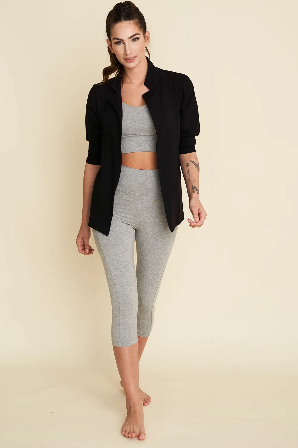 GREEN SALE - ALL SEASON POCKET Crop Leggings - heather grey sold by Anne Mulaire product image thumbnail 2