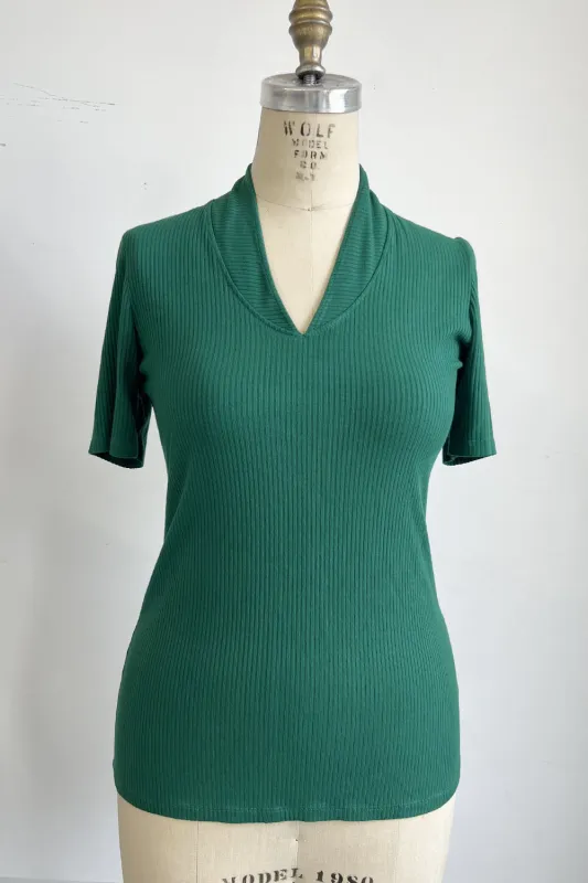 RESALE - Envie Blouse - Evergreen Rib - XS sold by Anne Mulaire