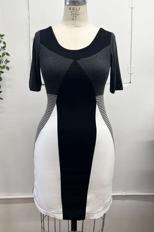 RESALE -Zero Waste Dress - S -Black Mix- RE362 sold by Anne Mulaire