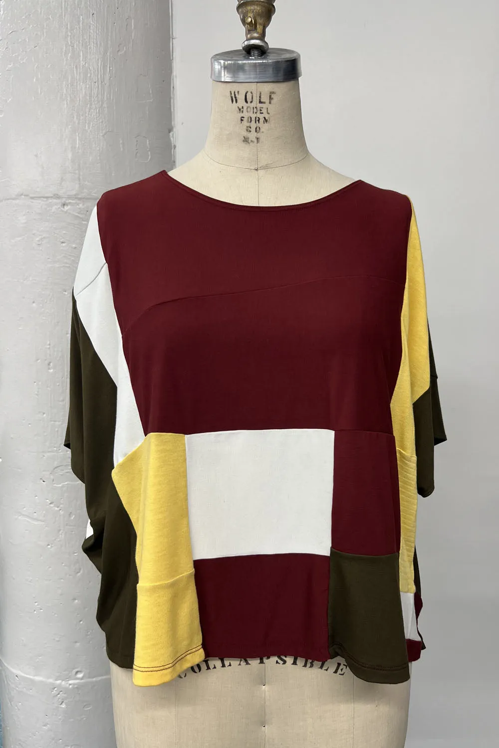 RESALE - Zero Waste Crop Top- Maroon Mix- RE413 sold by Anne Mulaire