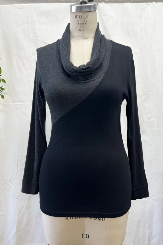 RESALE - Bamboo Top- S- Black/Charcoal- RE398 sold by Anne Mulaire