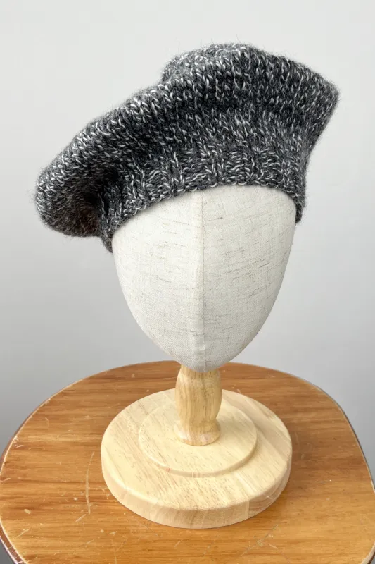 KNITS - 100% Wool Beret Toque- Grey Sparkle sold by Anne Mulaire