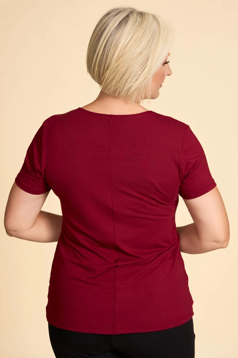 CLASSIC Bamboo Tee- Burgundy sold by Anne Mulaire product image thumbnail 3