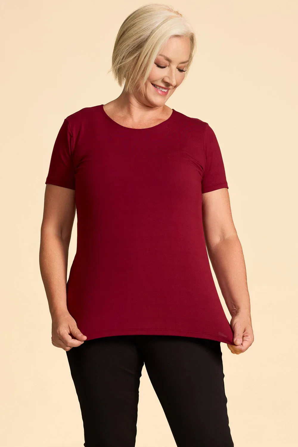 CLASSIC Bamboo Tee- Burgundy sold by Anne Mulaire product image thumbnail 2