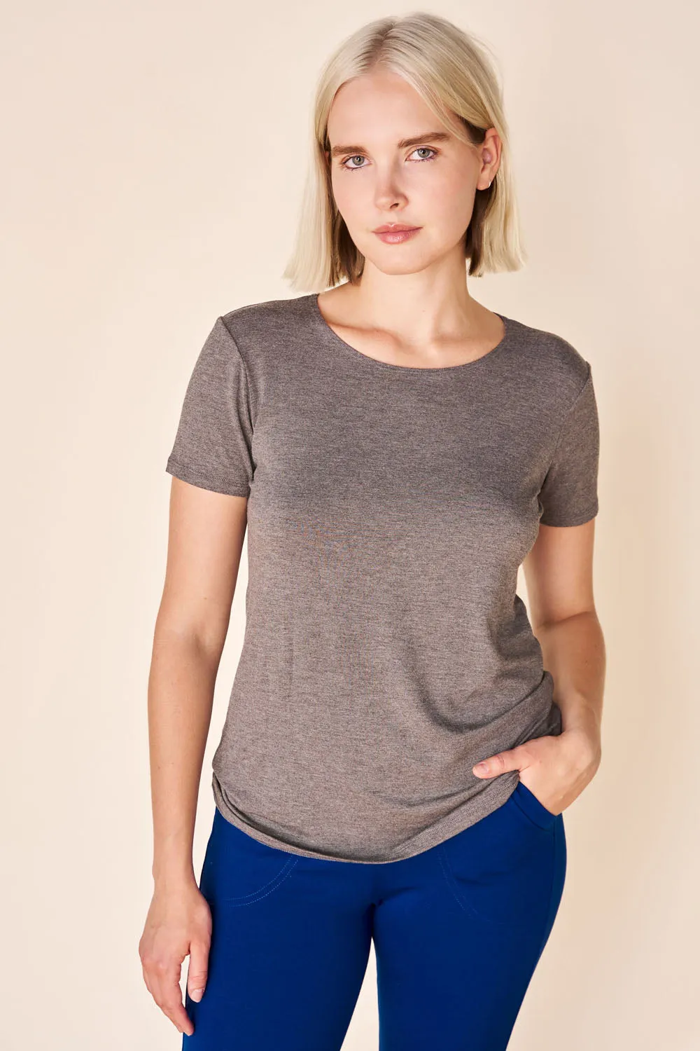 CLASSIC Bamboo Tee- Dark Heather sold by Anne Mulaire