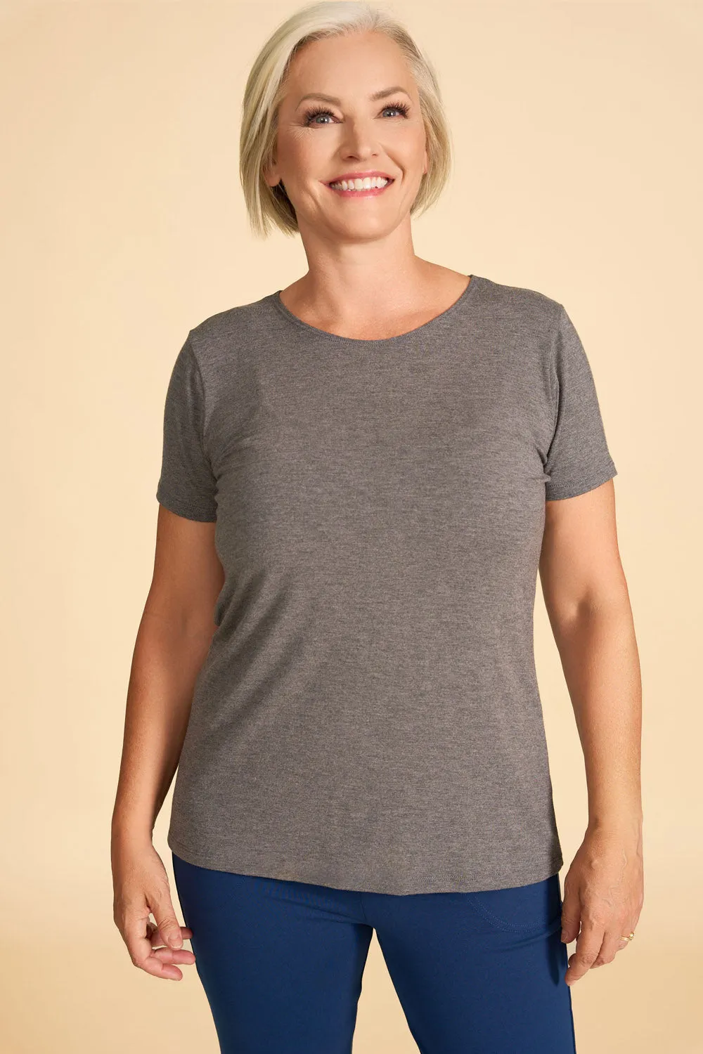 CLASSIC Bamboo Tee- Dark Heather sold by Anne Mulaire product image thumbnail 3