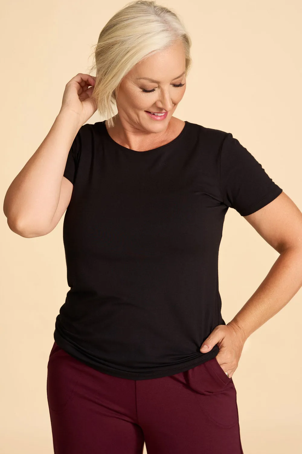 CLASSIC Bamboo Tee- Black sold by Anne Mulaire