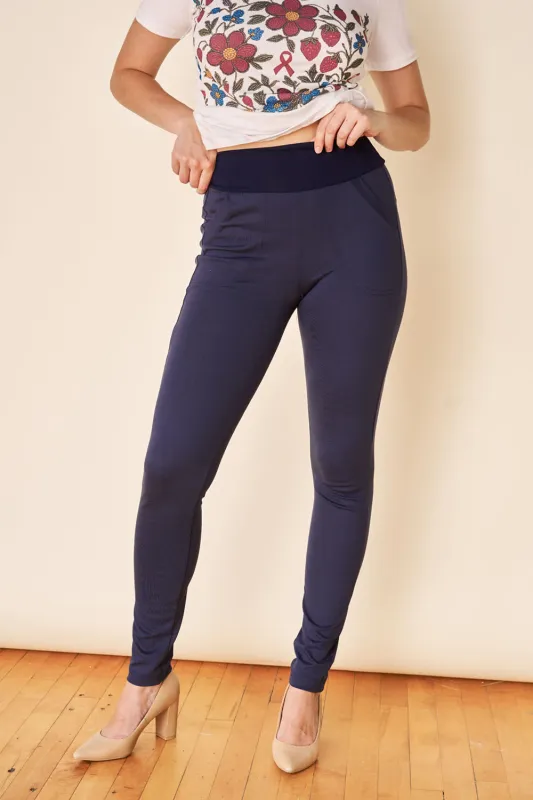CHAPLIN SLIM Pant- Navy sold by Anne Mulaire