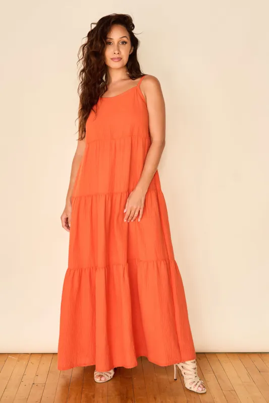 ROSALIE Sustainable Fabric Dress- Sunset sold by Anne Mulaire