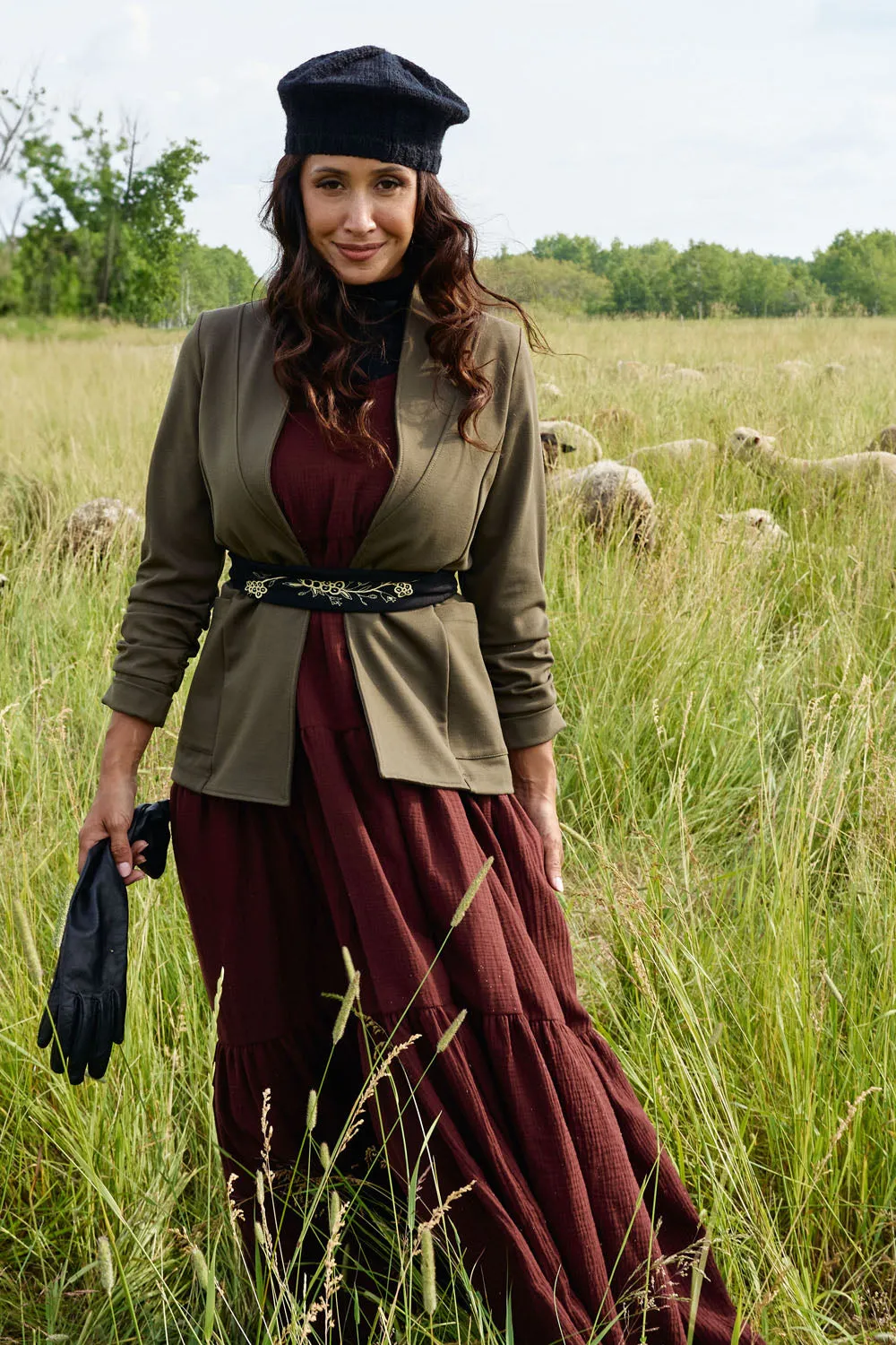 ROSALIE Sustainable Fabric Dress- Cabernet sold by Anne Mulaire