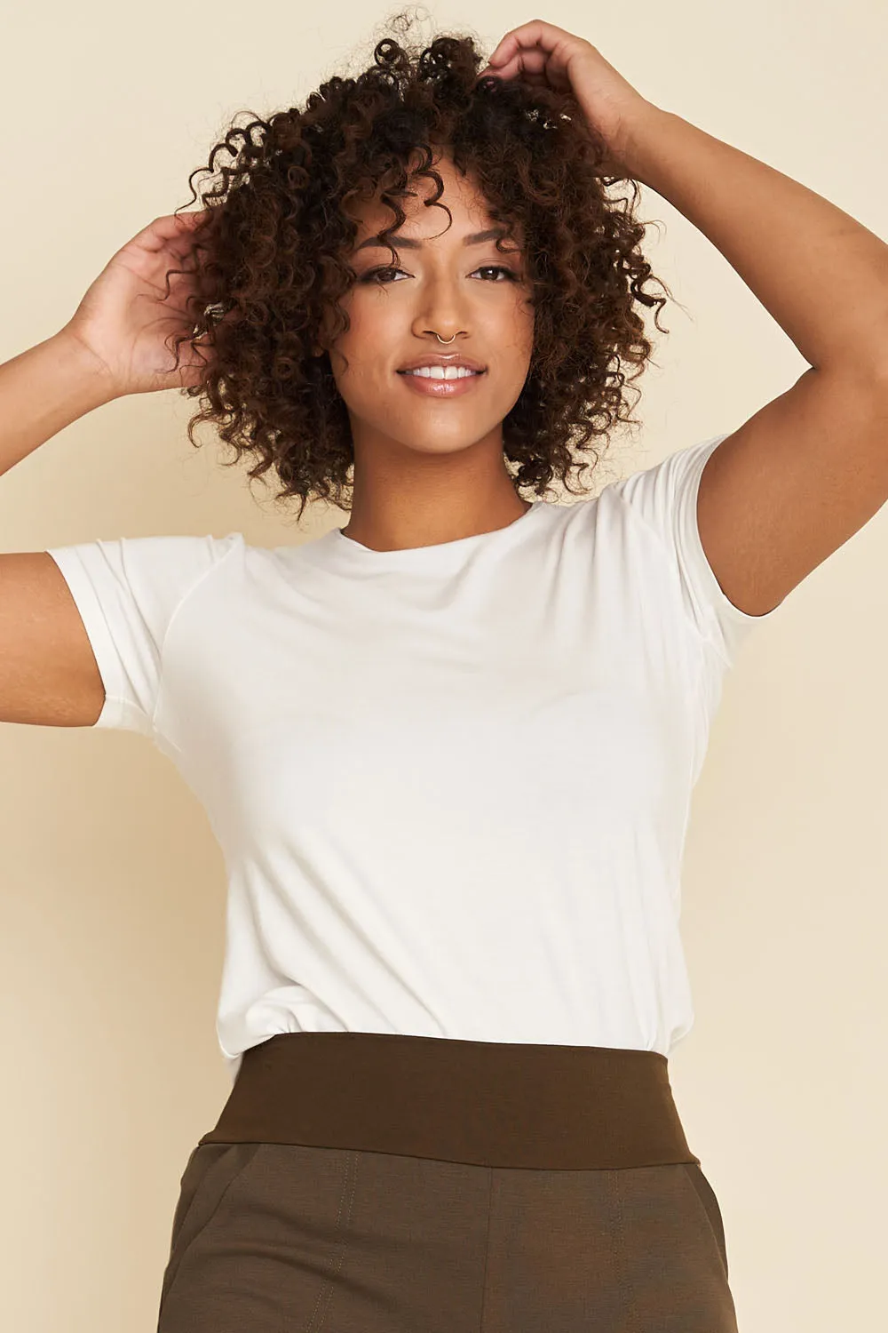 CLASSIC Bamboo Tee- Off White sold by Anne Mulaire