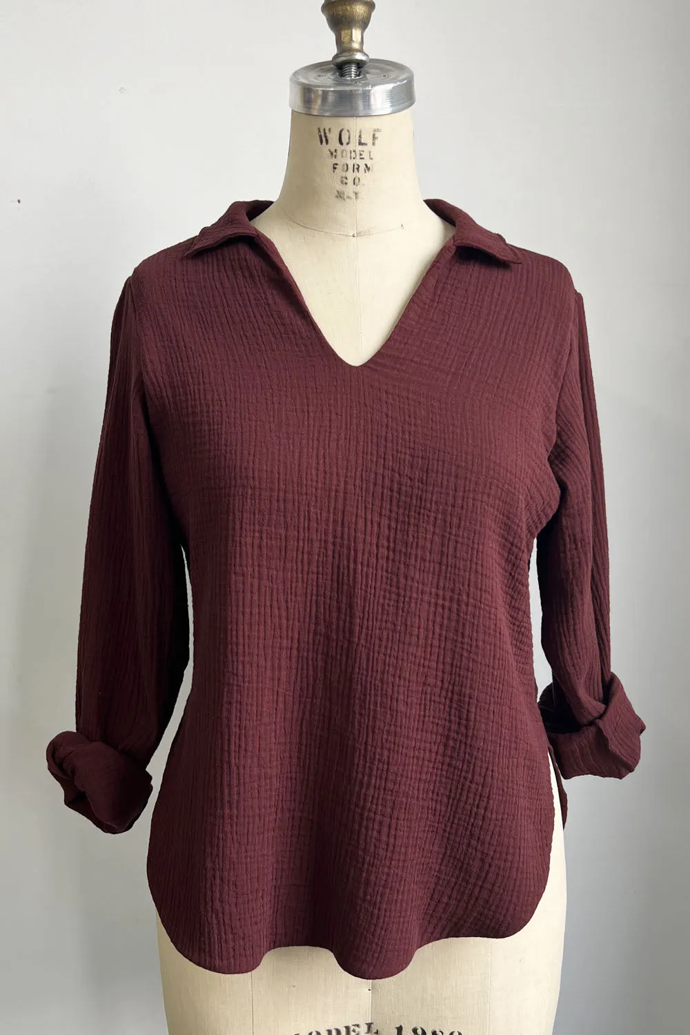 SOLEIL Sustainable Fabric Blouse- Cabernet sold by Anne Mulaire product image thumbnail 2