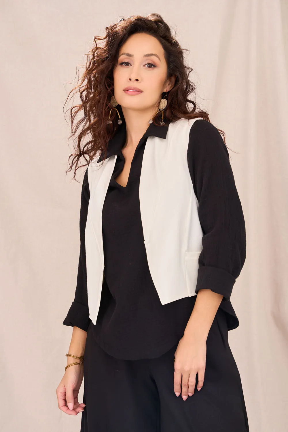 SOLEIL Sustainable Fabric Blouse- Black sold by Anne Mulaire product image thumbnail 4