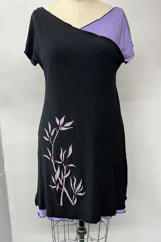 RESALE - Tessie Dress- XL - Black/Lavender- RE465 sold by Anne Mulaire
