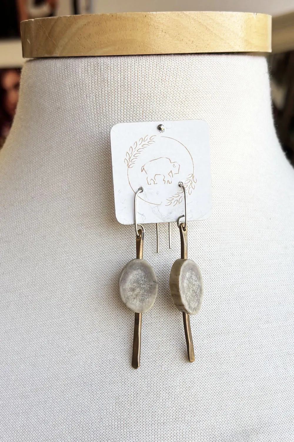Sheppards Hook - Antler Brass Earrings- #138 sold by Anne Mulaire