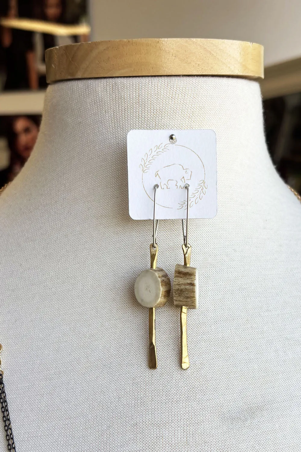 Sheppards Hook - Antler Brass Earrings- #136 sold by Anne Mulaire