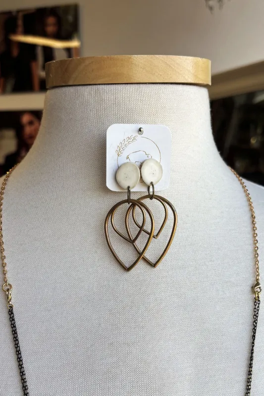 Sheppards Hook - Tulip Brass Earrings - #210 sold by Anne Mulaire