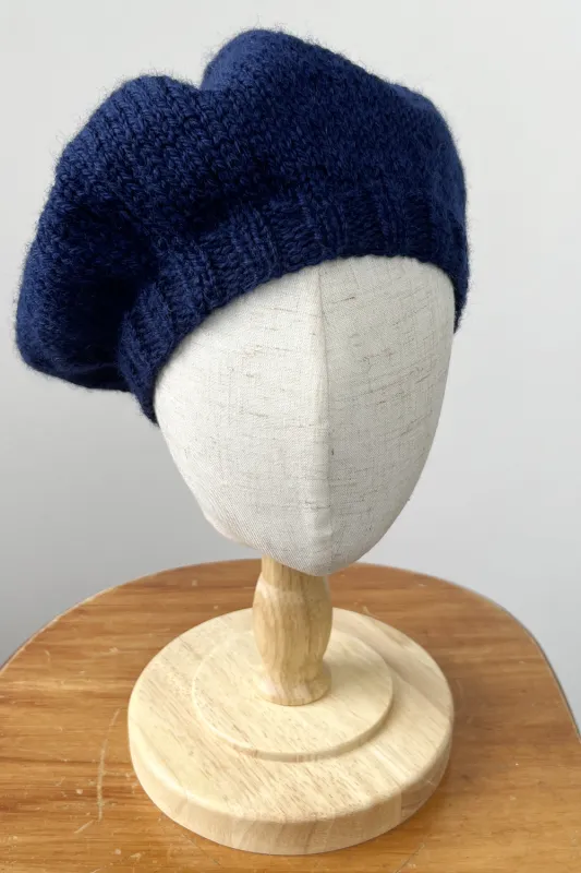 KNITS - 100% Wool Beret Toque- Blue sold by Anne Mulaire