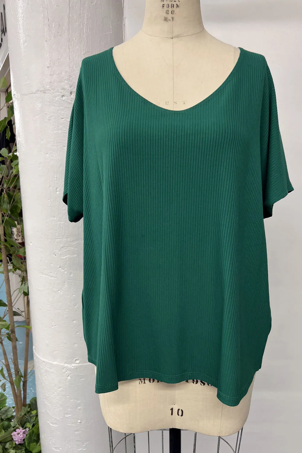 RESALE - Blouson Rib Top - 1X - Evergreen Rib - RE532 sold by Anne Mulaire