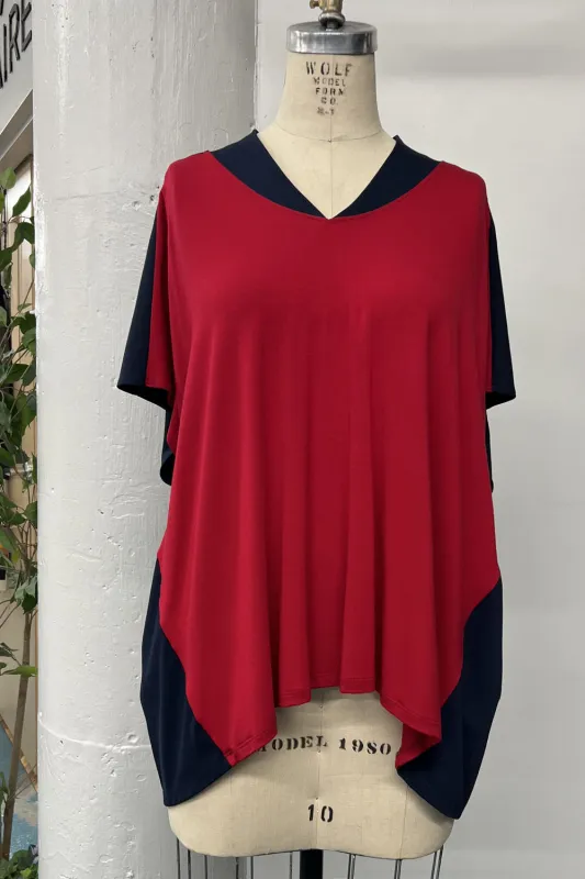 RESALE - Envie Blouson Top - 2X - Navy/Tomato - RE509 sold by Anne Mulaire
