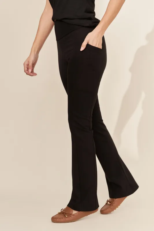 Flare Ponte Pant with Pockets made by Anne Mulaire