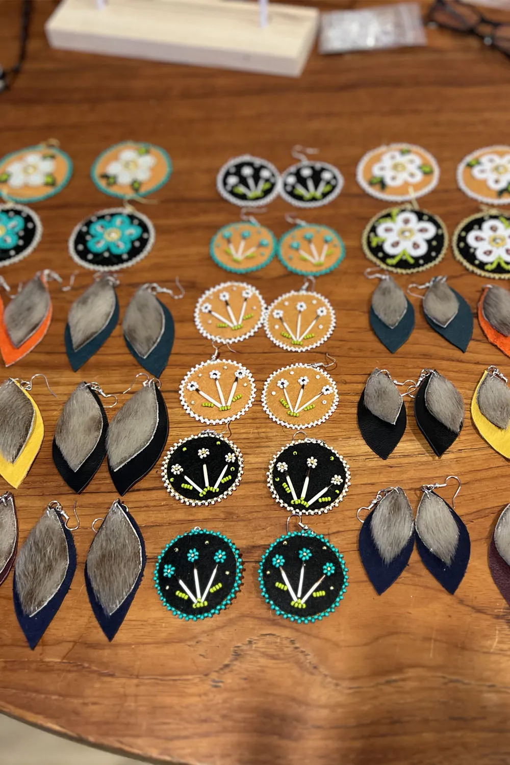 MJ- Metis Large Flower Earrings- Rose/Black sold by Anne Mulaire product image thumbnail 2