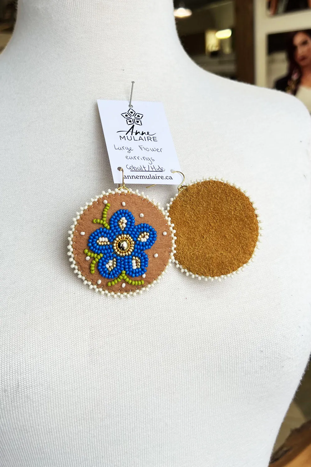 MJ- Metis Large Flower Earrings- Cobalt/Brown sold by Anne Mulaire product image thumbnail 2