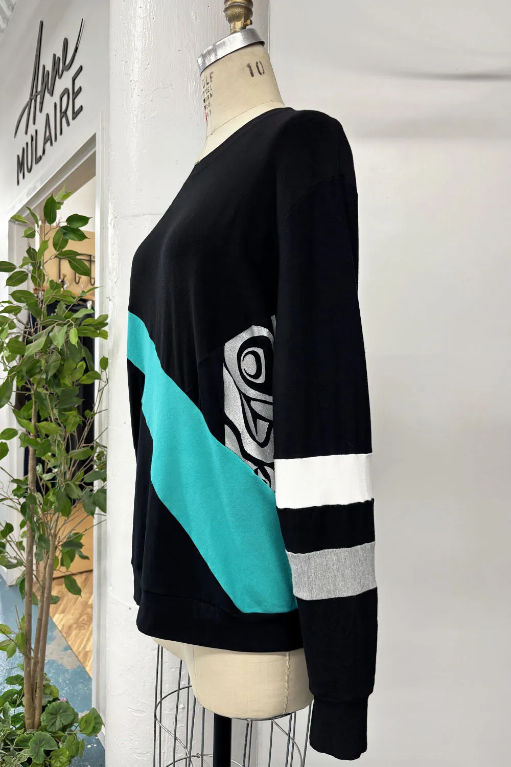 RESALE - ZW Sweatshirt - Black/Teal/SON - L- RE599 sold by Anne Mulaire