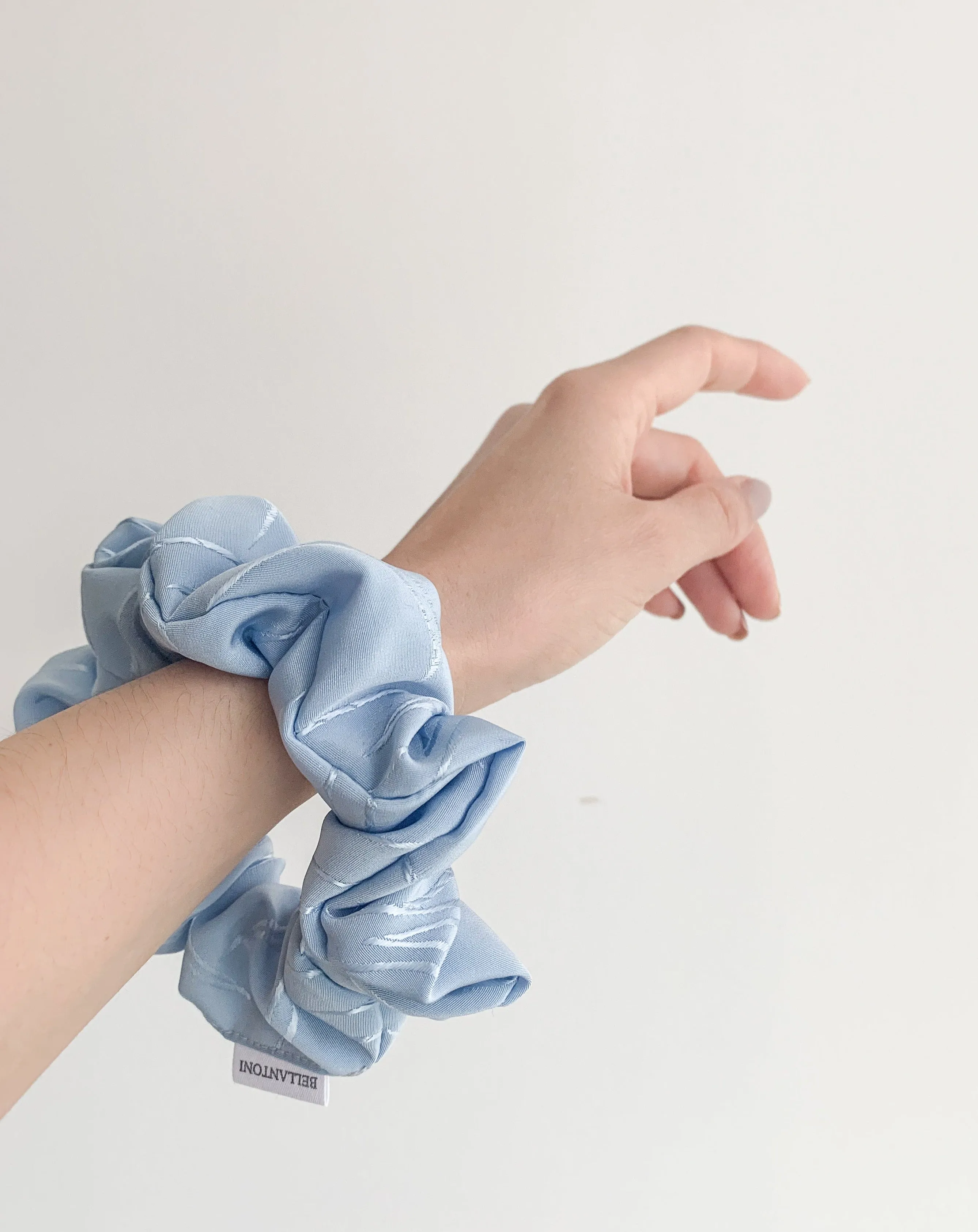 Recycled Woven Scrunchie - Frozen Blue Floral sold by BELLANTONI product image thumbnail 3