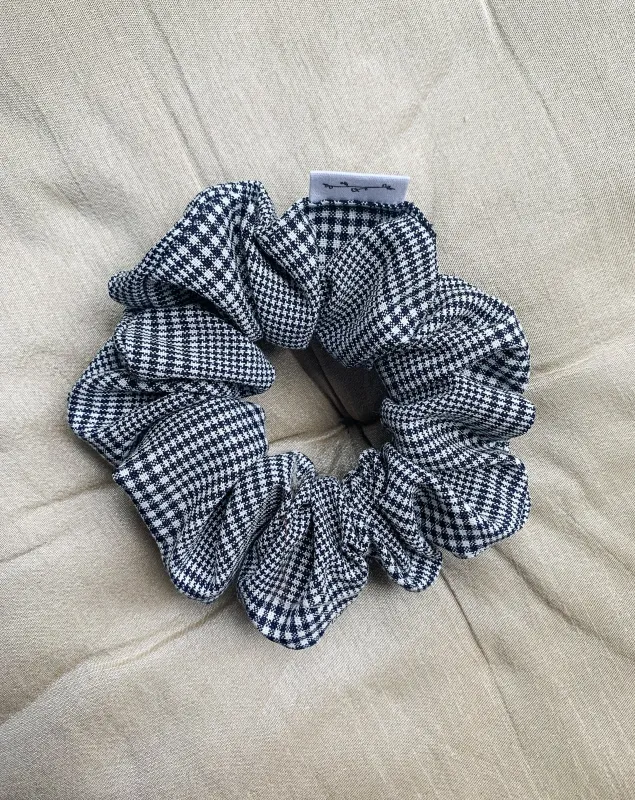 Recycled Woven Scrunchie - Black & White Plaid Check sold by BELLANTONI
