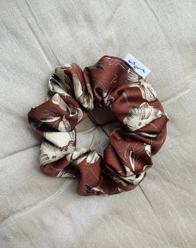 Recycled Sateen Woven Scrunchie - Brown Green sold by BELLANTONI