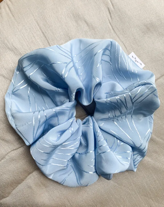 Recycled Woven Grande Luxe Scrunchie - Frozen Blue Floral sold by BELLANTONI