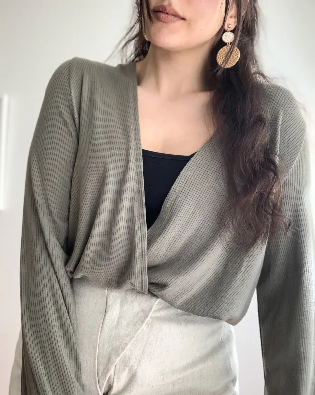 Tencel ™ Ribbed Reversible Top - Olive sold by BELLANTONI