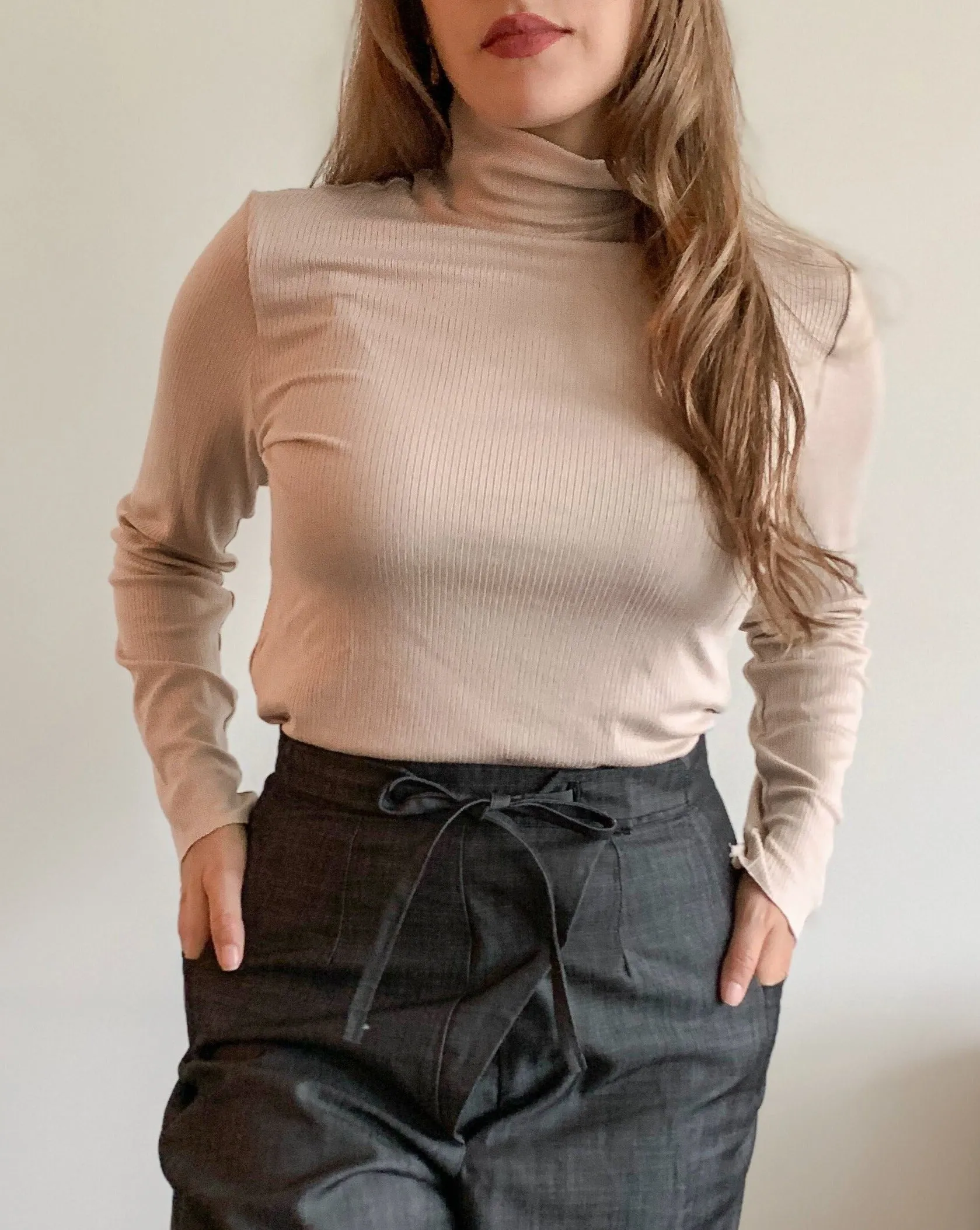 Tencel™ Ribbed Longsleeve Turtleneck - Eggnog sold by BELLANTONI product image thumbnail 4