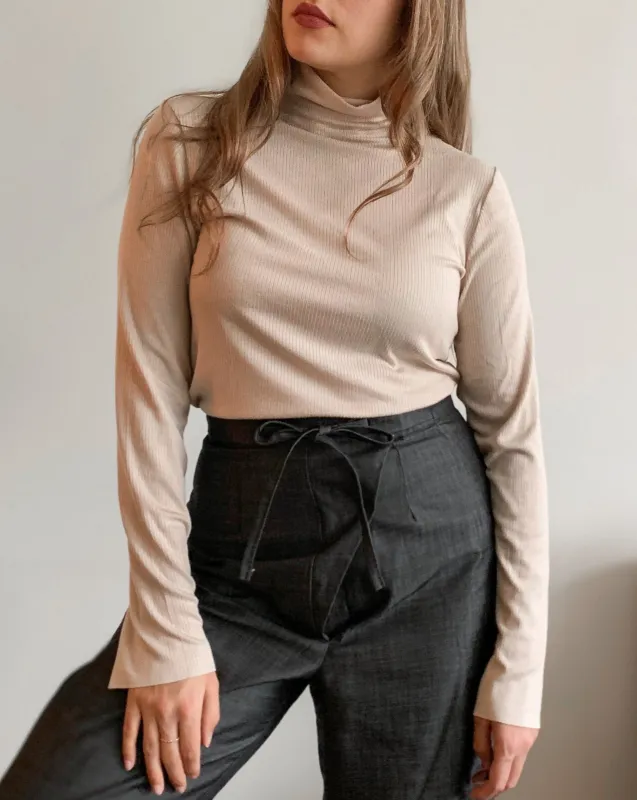 Tencel™ Ribbed Longsleeve Turtleneck - Eggnog sold by BELLANTONI