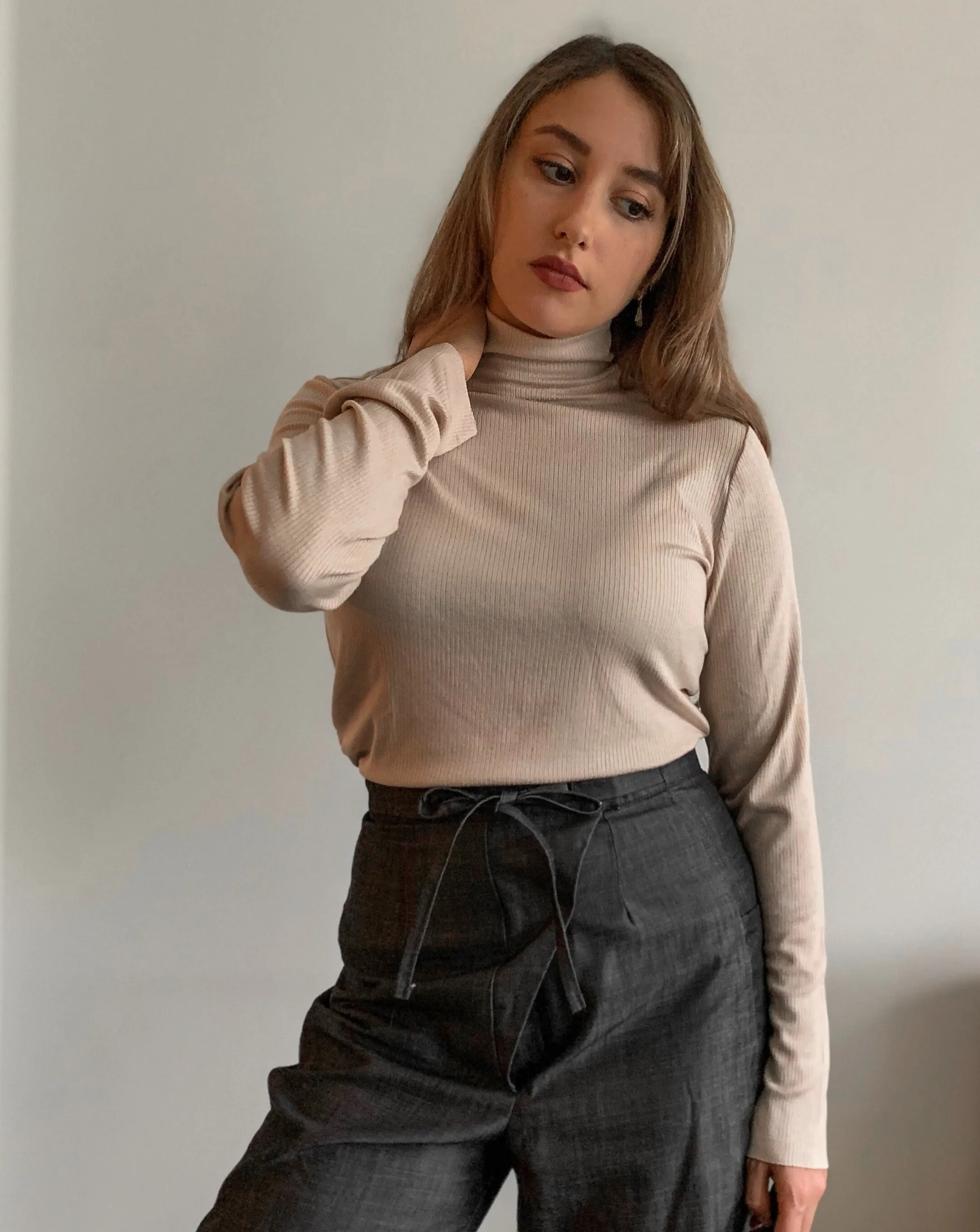 Tencel™ Ribbed Longsleeve Turtleneck - Eggnog sold by BELLANTONI product image thumbnail 5