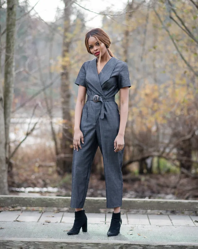 Tencel ™ Ana Pantsuit - Black Denim sold by BELLANTONI