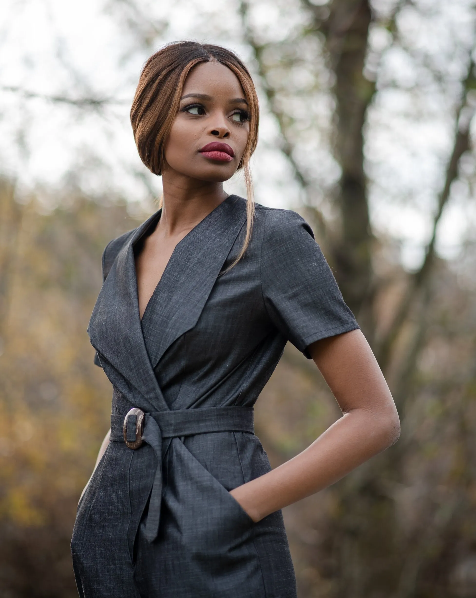 Tencel ™ Ana Pantsuit - Black Denim sold by BELLANTONI product image thumbnail 3