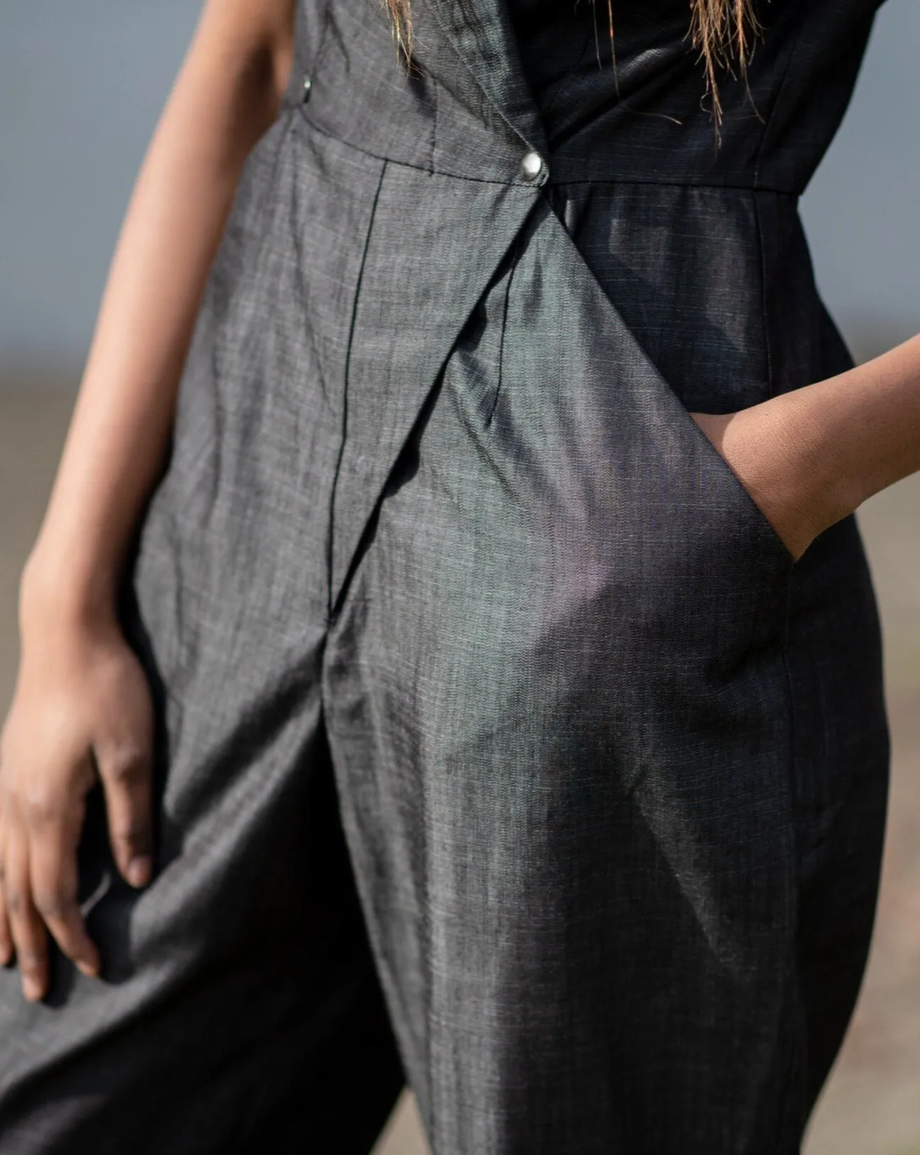 Tencel ™ Ana Pantsuit - Black Denim sold by BELLANTONI product image thumbnail 4