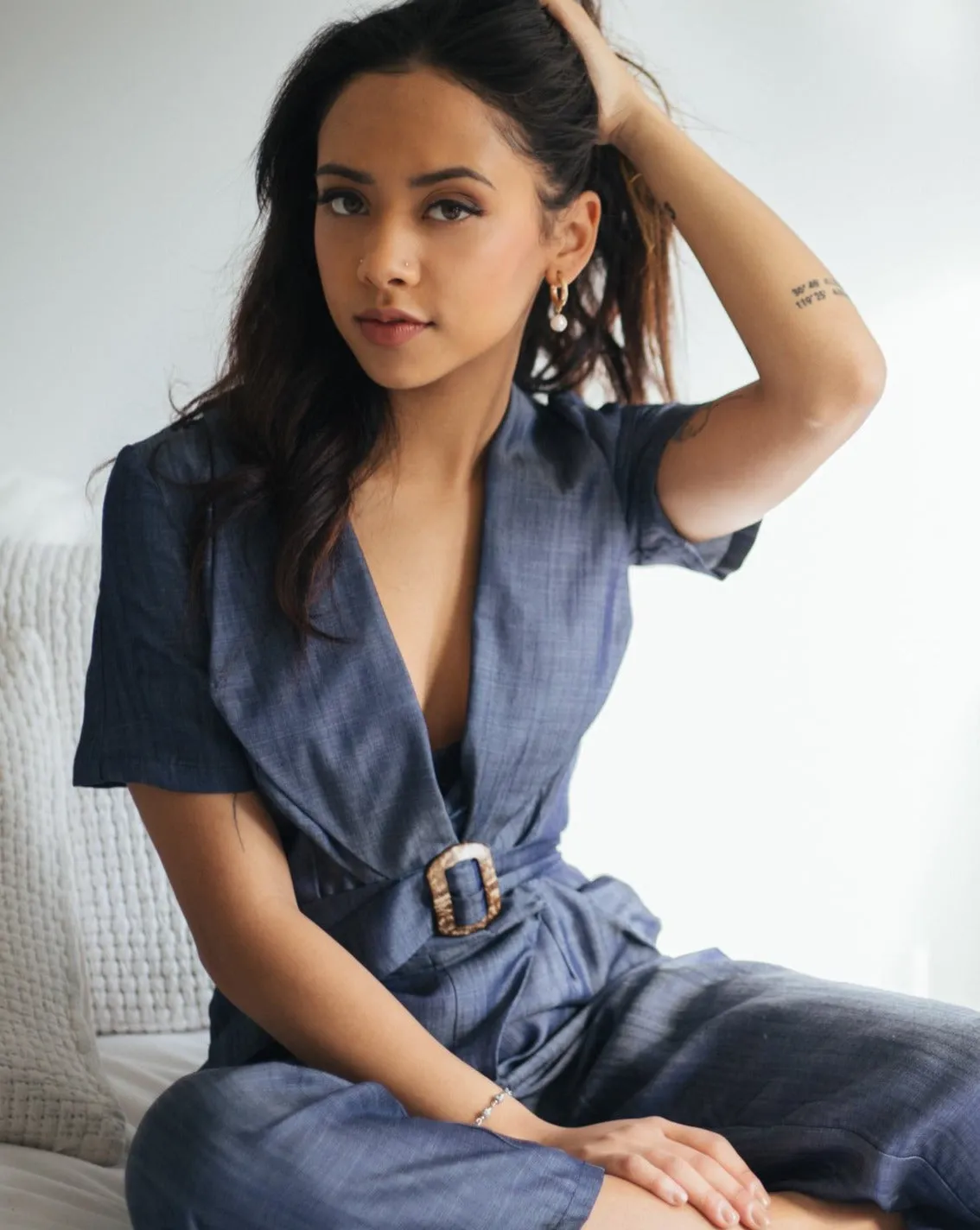 Tencel ™ Ana Pantsuit - Blue Chambray sold by BELLANTONI product image thumbnail 4