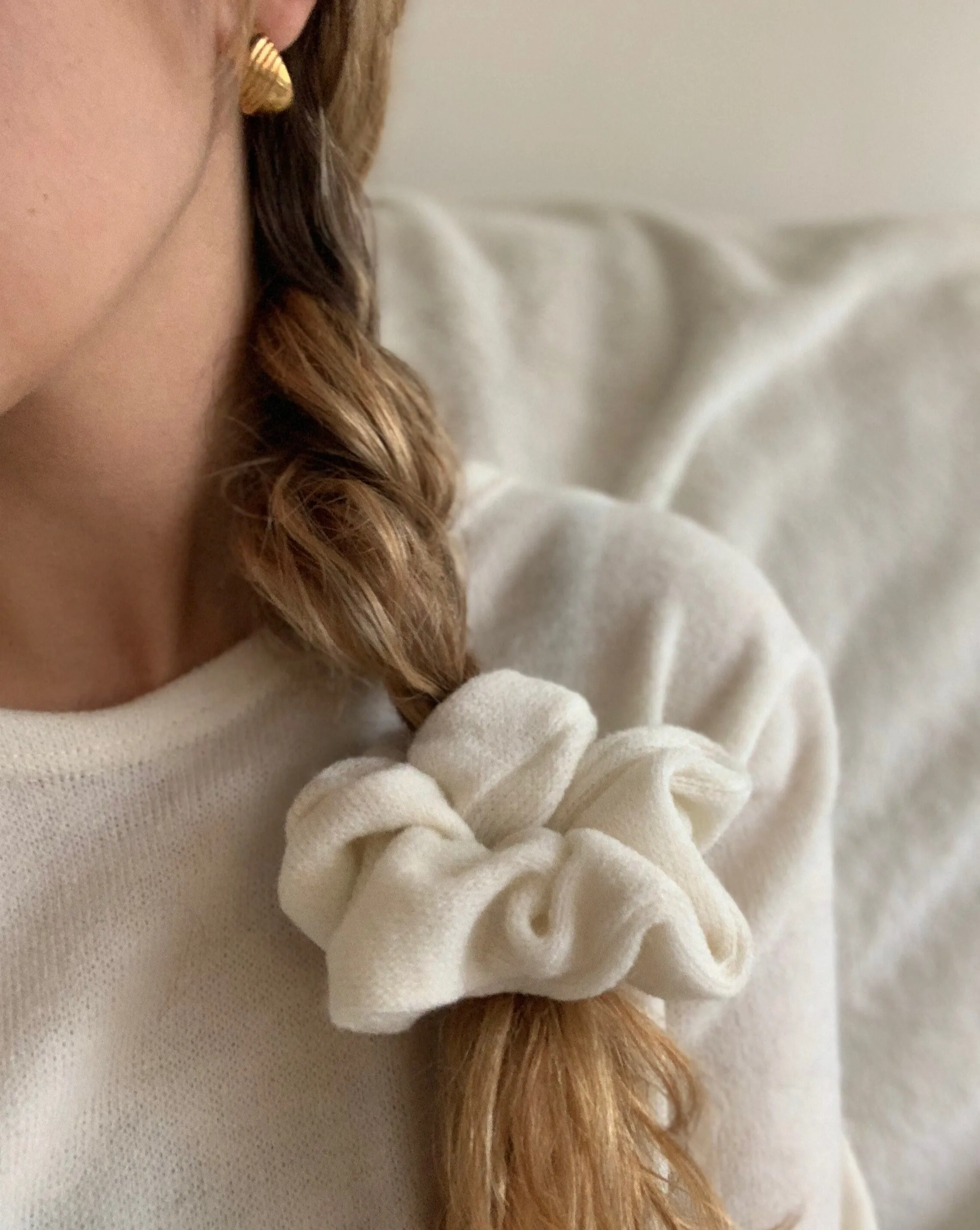 Recycled Sweater Knit Scrunchie - Cream sold by BELLANTONI product image thumbnail 2