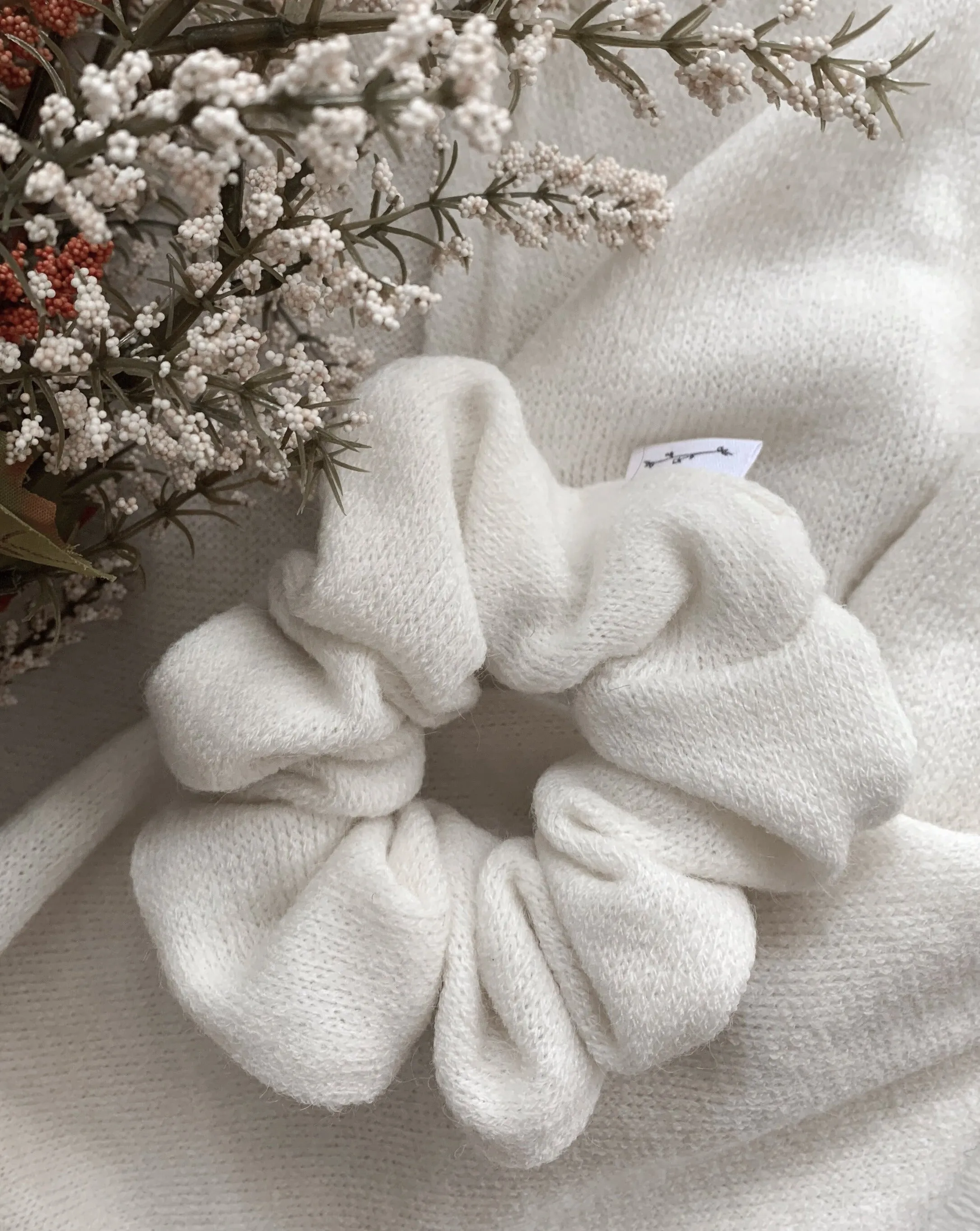 Recycled Sweater Knit Scrunchie - Cream sold by BELLANTONI product image thumbnail 5